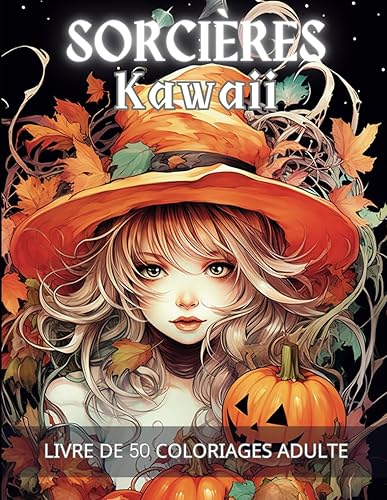 Sorcières Kawaii Livre de 50 Coloriages: Livre de 50 Portraits de Sorcières Kawaii à Colorier | 50 Dessins Anti-Stress Variés à Colorier Pour Passer ... et Adolescents | 102 Pages | Grand Format |