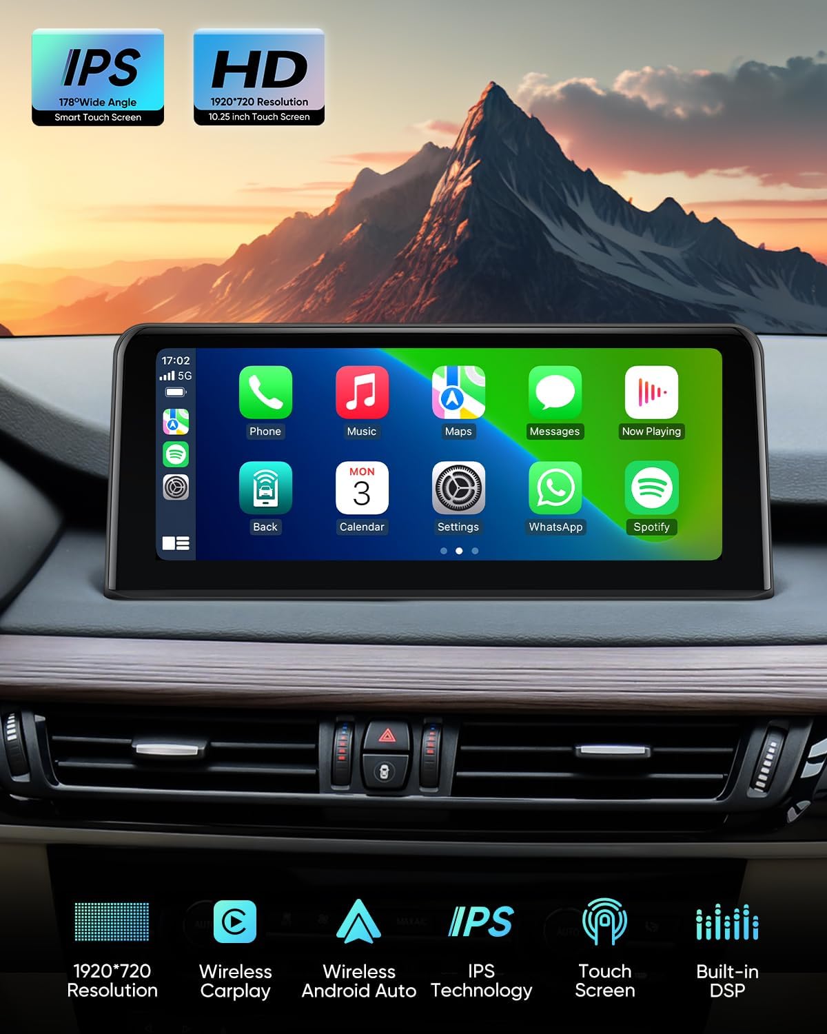 Car Stereo for BMW X5 F15 X6 F16 (2014-2017) NBT E70 E71 (2007-2013) CCC/CIC System, Wireless CarPlay Android Auto Upgrade Factory Radio Bluetooth WiFi Touch Screen (10.25" 2014-2017)