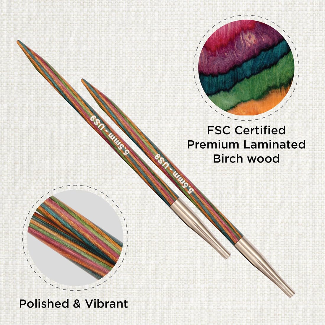 KnitPro Fixed Circular Knitting Needles - J'adore Cubics - 60cm (4.50mm - View #5