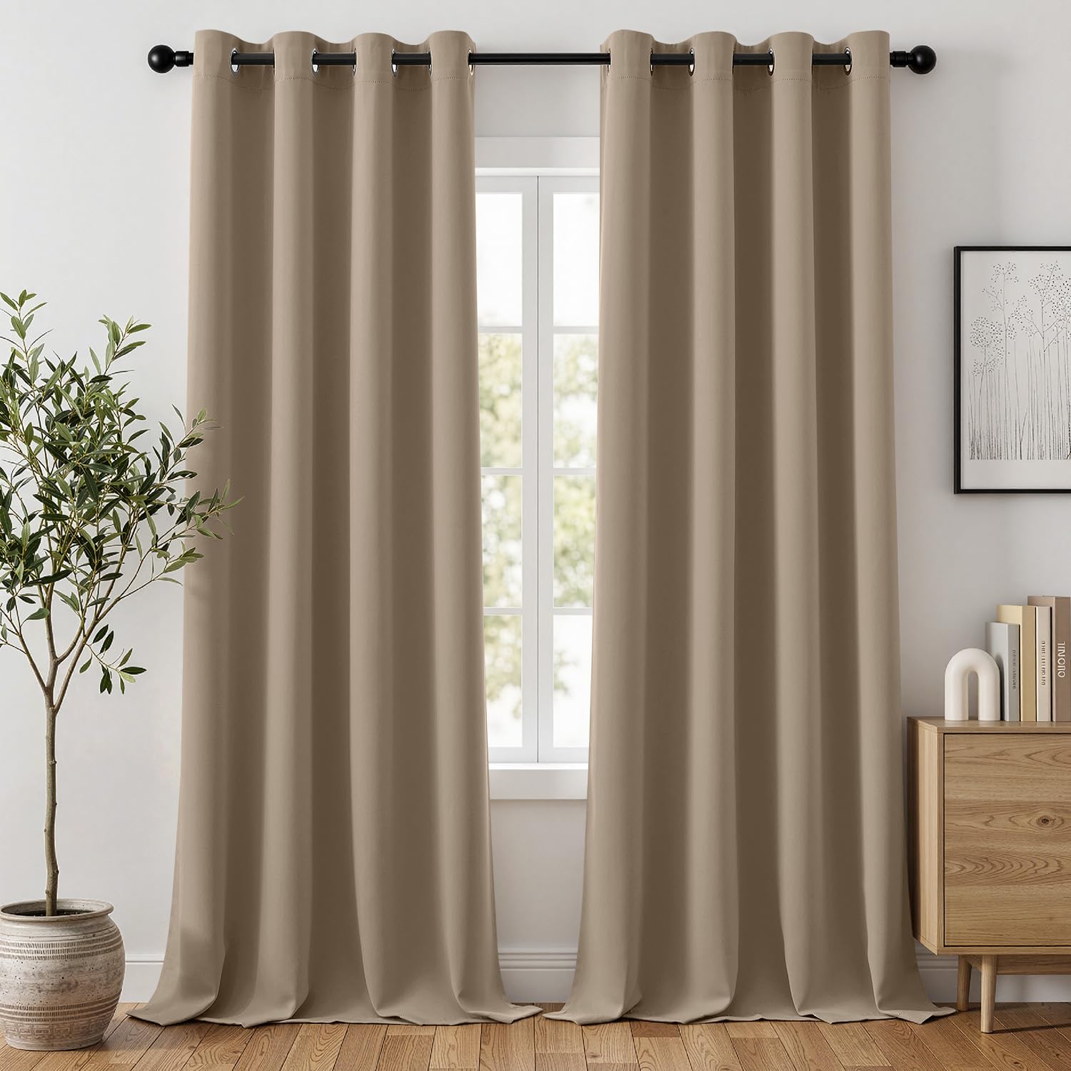 Woaboy Tende Oscuranti Talpa 2 Pezzi con Anelli Termiche 140x260 cm | Tende Isolanti Termiche Oscuranti per Interni, Salotto e Camera da Letto, Finitura Moderna