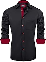 J.VER Men's Wrinkle-Free Long Sleeve Stretch Dress Shirt - Regular Fit Casual Button Down with Contrast Patterns