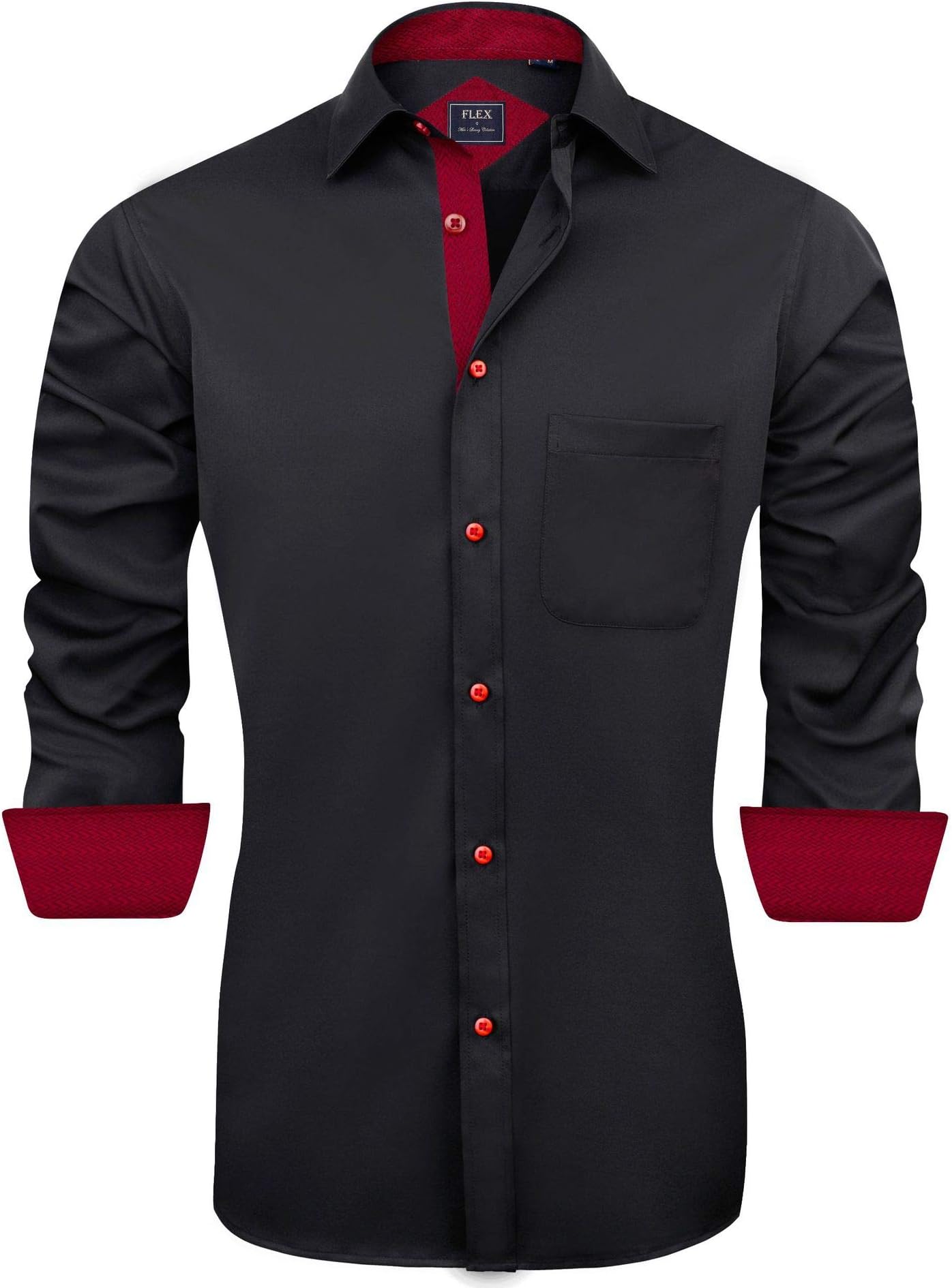 Men's Casual Long Sleeve Stretch Dress Shirt Wrinkle-Free Regular Fit Button Down Shirts