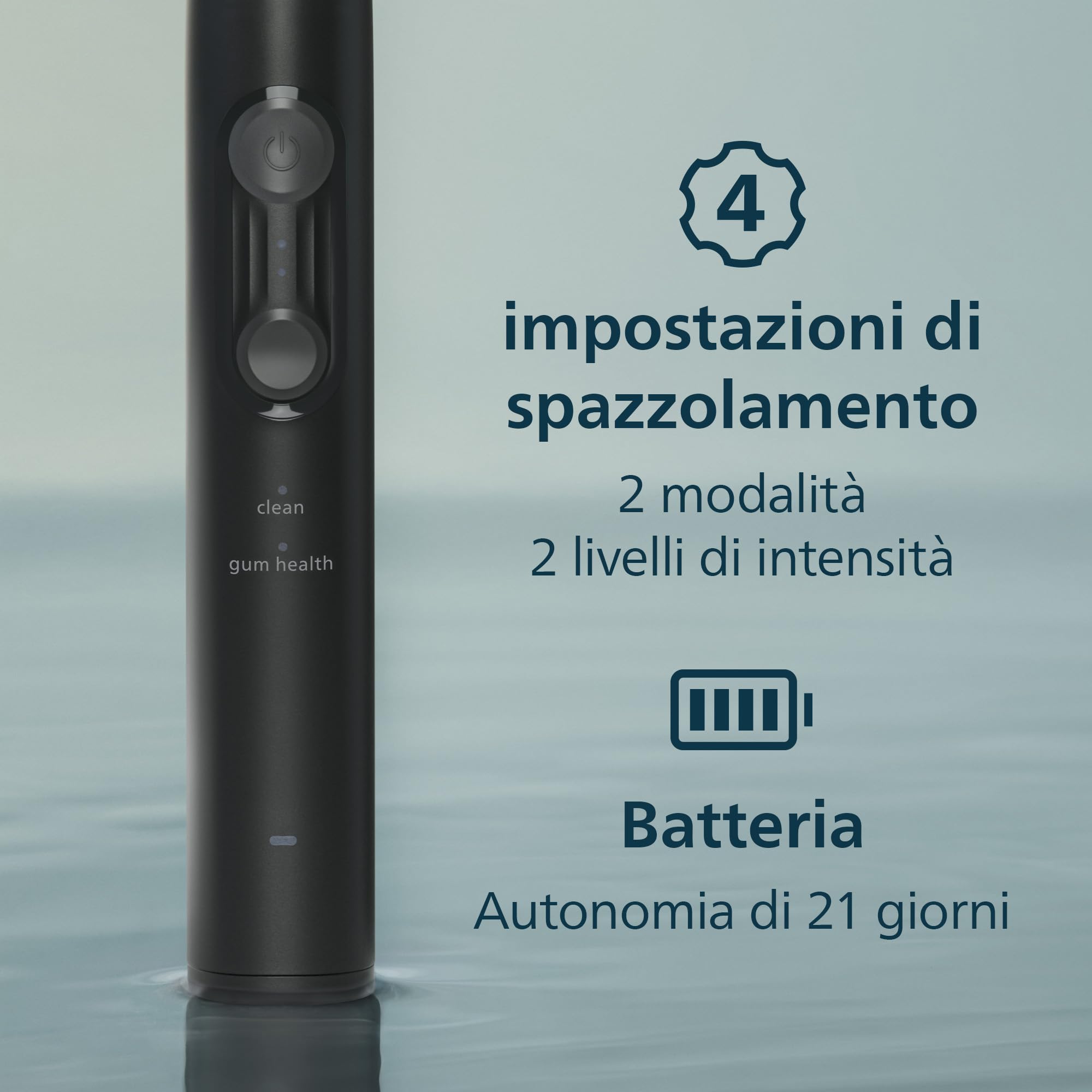 Philips Sonicare Serie 4100 - Spazzolino elettrico sonico con sensore di pressione, 4 impostazioni, EasyStart, SmarTimer, autonomia 21 giorni, custodia, nero, HX4046/52, [Nuovo]