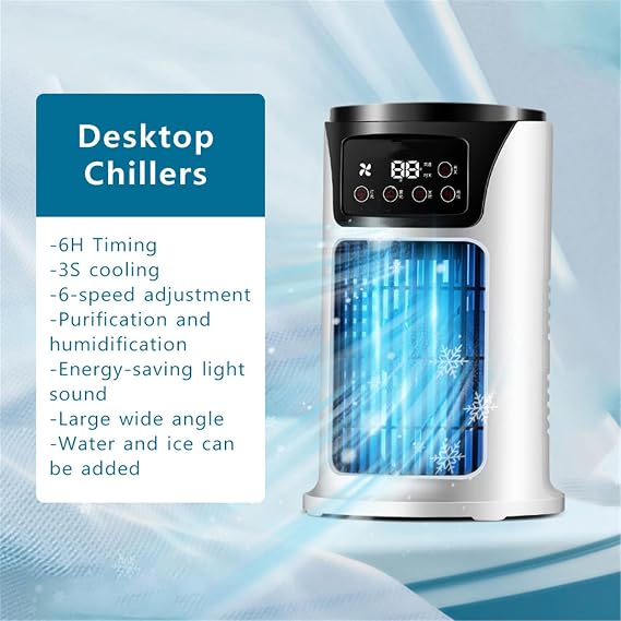 USB Charging Cooling Fan - Portable Air Conditioner, Mini Air Cooler, Portable Air Conditioner | Quiet Personal Cooling Fan for Bedroom, Small Air Conditioning Unit for Home, Desk, Nightstand, Summer