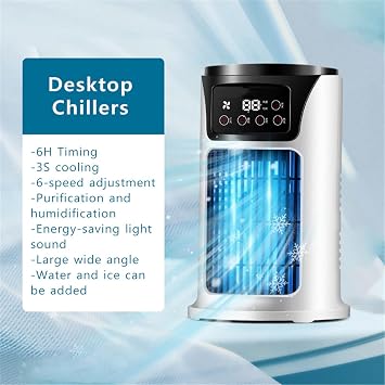 USB Charging Cooling Fan - Portable Air Conditioner, Mini Air Cooler, Portable Air Conditioner | Quiet Personal Cooling Fan for Bedroom, Small Air Conditioning Unit for Home, Desk, Nightstand, Summer