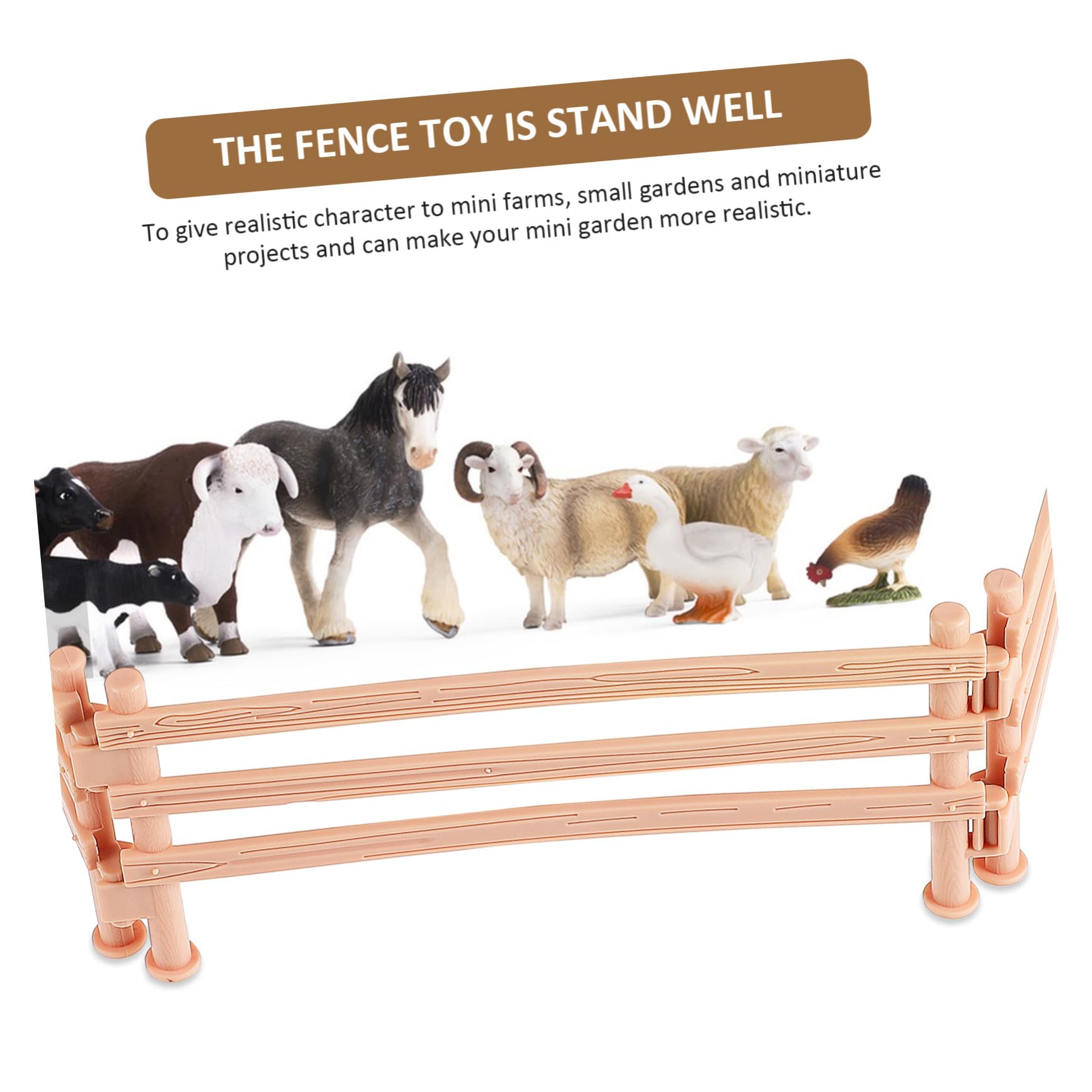Juguete de Valla de Granja Beige de PVC, 50 Piezas para Niños