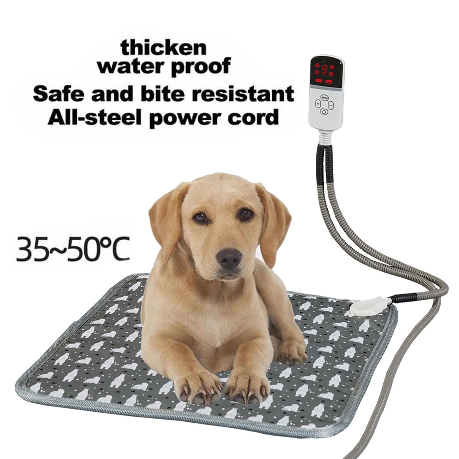 bellv Coussin Chauffant pour Chat | Coussin Chauffant pour Chat avec Affichage LED et minuterie | Tapis de Couchage Chaud en Coton rembourré pour Animaux de Compagnie, pour Niche, Chambre à Coucher