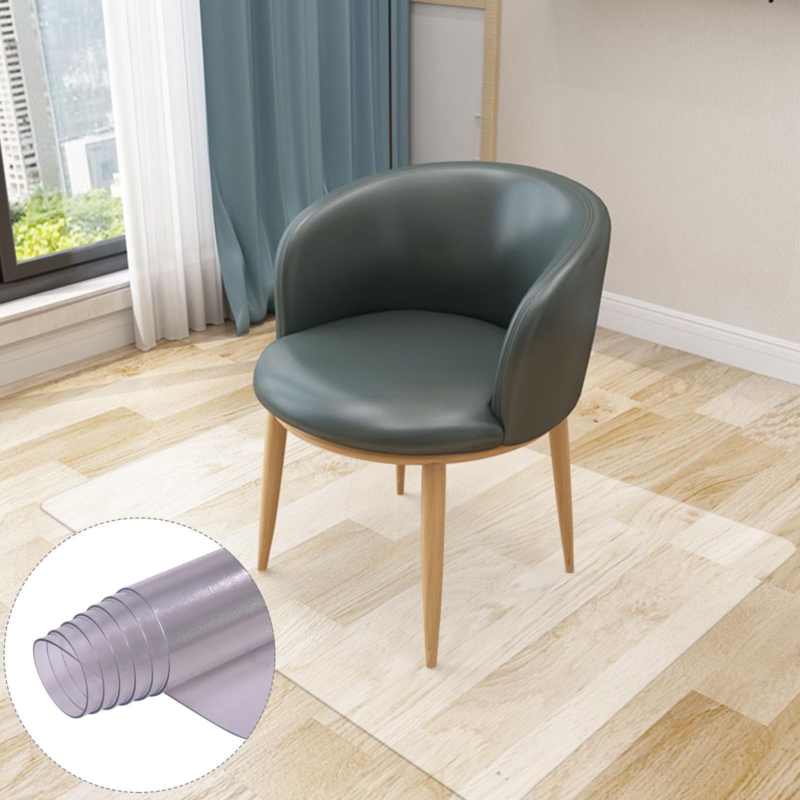 LIFEZEAL 120x150cm Tappeto Protettivo per Sedia con Ruote, Tappetino, Antiscivolo, Antigraffio, Pulizia Facile, Salva, Protegge Parquet, Protezione di Piastrelle, Pavimenti Duri, PVC, Trasparante
