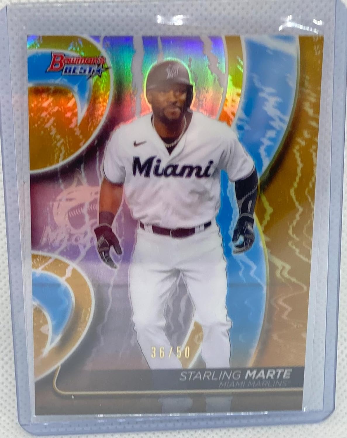 Starling Marte 2020 Bowman's Best Refractor #d 36/50 - Baseball Cards