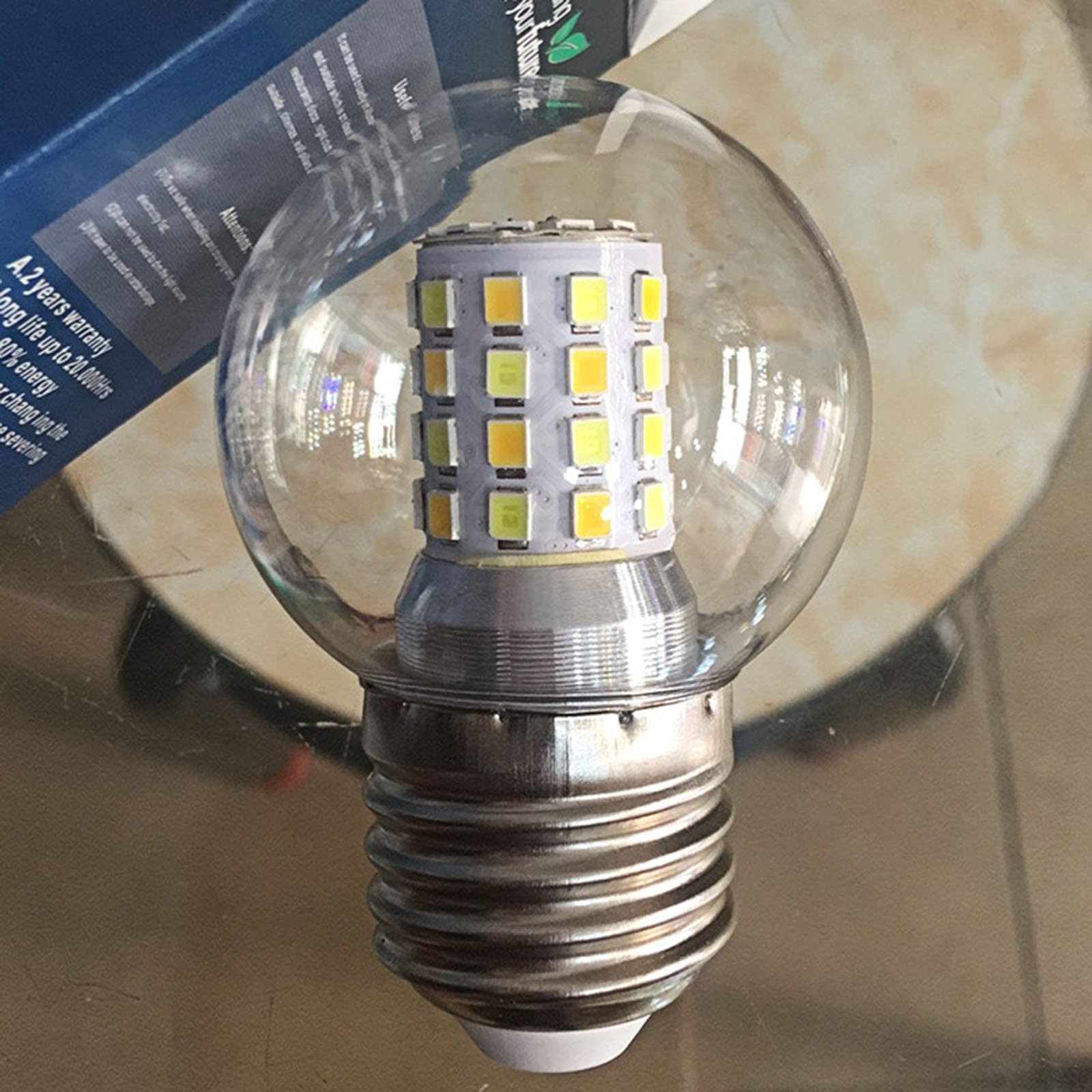 LAI HO Lampadina LED G45, Lampadine Edison E27 Dimmerabile, 7W (Equivalente A 60W), Base A Vite Edison E27, Lampadina LED SMD 2835 Lampadine Globo G45 Decorazioni per La Casa,Warm Light,5W/10PCS