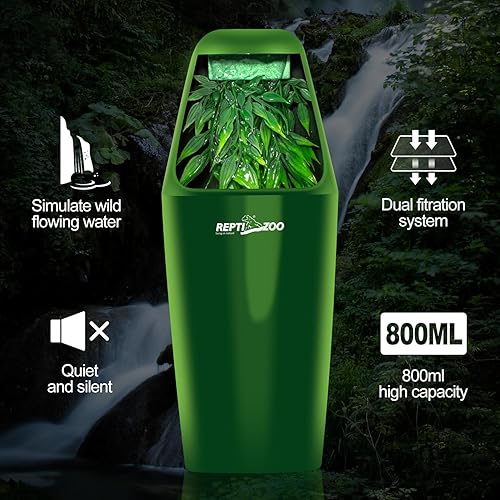 Miniatura 6 de REPTIZOO Dispensador automático de agua para reptiles en cascada de reptiles, fuente de agua camaleón, gotero de agua para dragón barbudo, iguana,