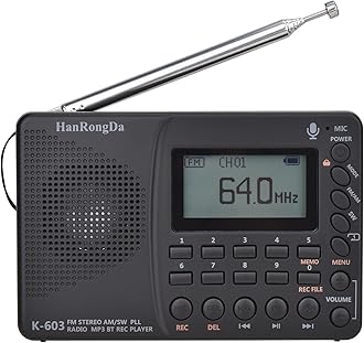 Shortwave Radio, AM FM SW Rechargeable Digital Radios Support Recording, Backlight LCD Display, Sleep Timer, Bass Speaker and TF Socket