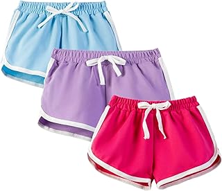 Gavena 3 Pack Girl Shorts Kids School PE Shorts Sport Athletic Summer Cotton Short Pants Dolphin Shorts for Little and Big...
