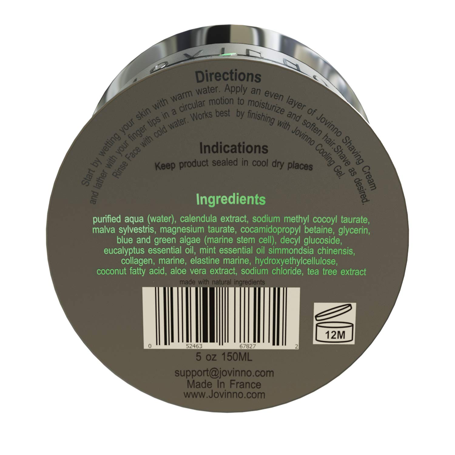 Crema da barba naturale di prima qualità, 140 ml, prodotta in Francia, bianco perla, confezione da 1