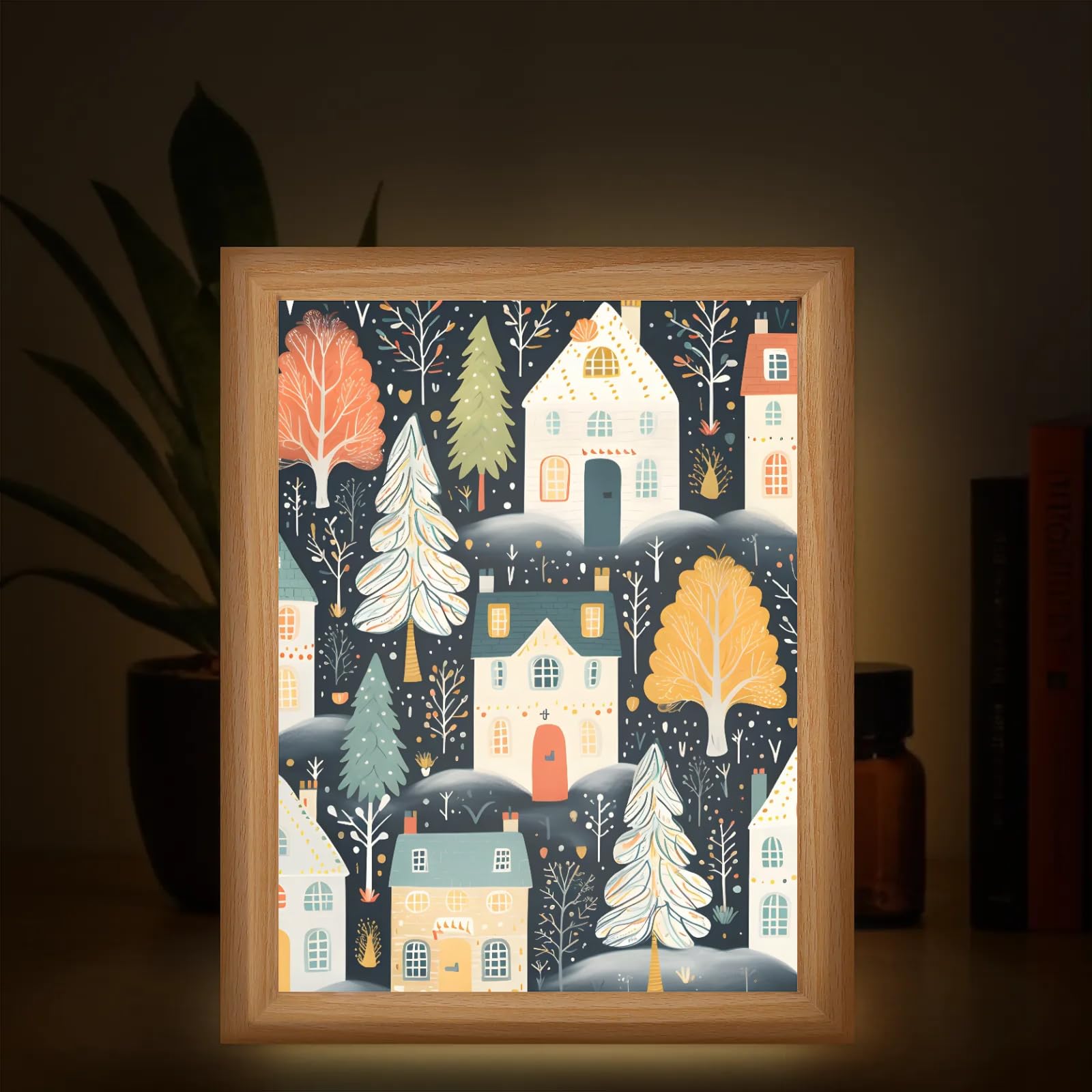 Light Up Painting, Graffiti Forest Wall Art Picture Light Cartoon Forest Light Up Desktop Art Decor, 10 Brightness, USB Powered, 3 Lighting Modes, Anxiety Relief Gift for Bedroom Home - Without Frame