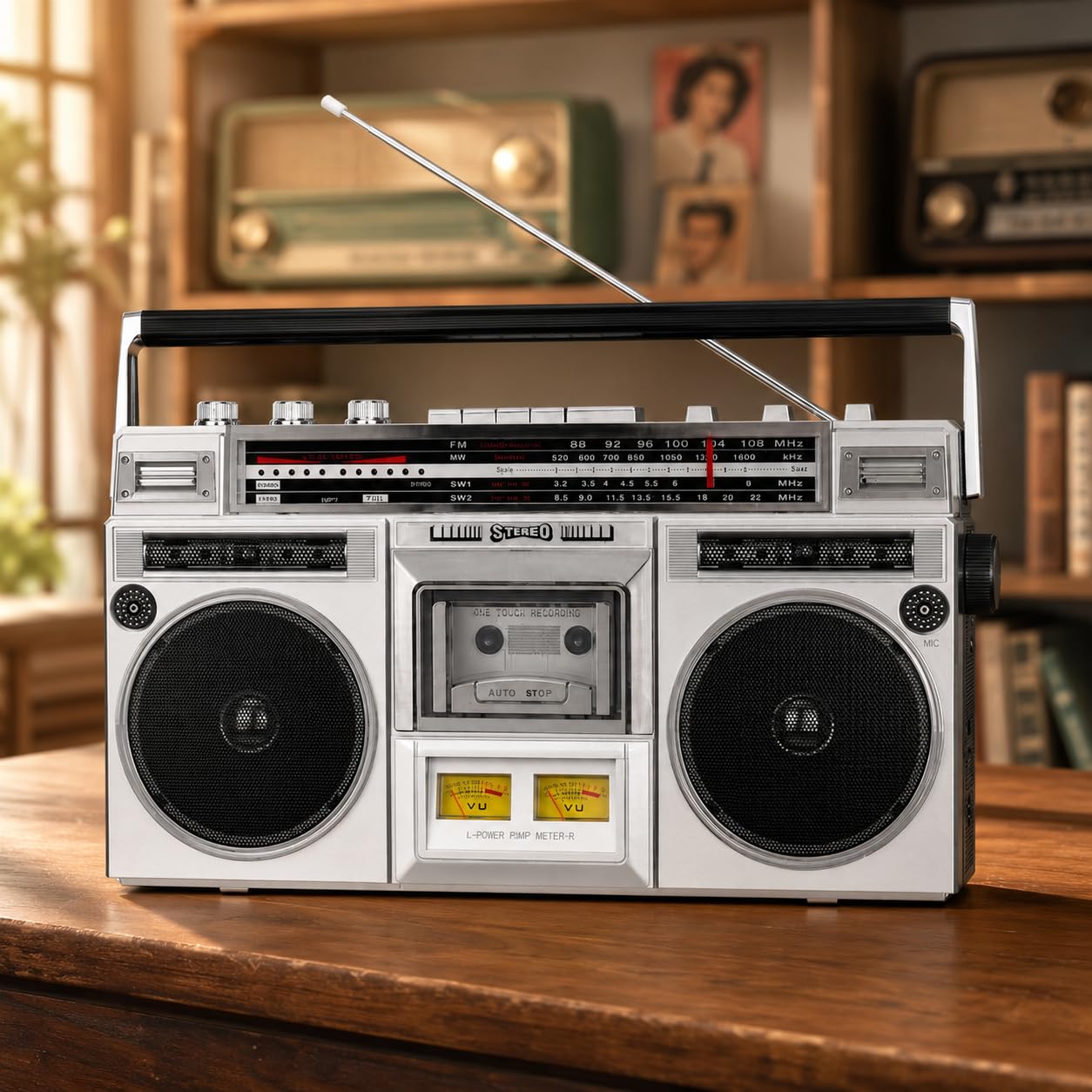 Generic Lettore a cassette Bluetooth Boombox retrò - Registratore a nastro CD con radio FM/DAB+ e registrazione USB, stereo portatile in stile anni '80 per riunioni di famiglia e viaggi