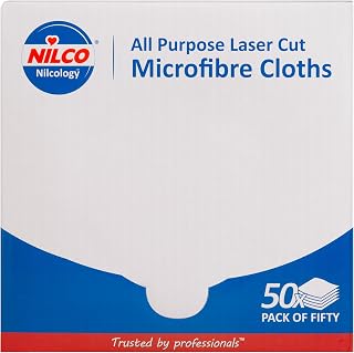 Nilco Confezione da 50 panni multiuso in microfibra tagliati al laser, ad alte...