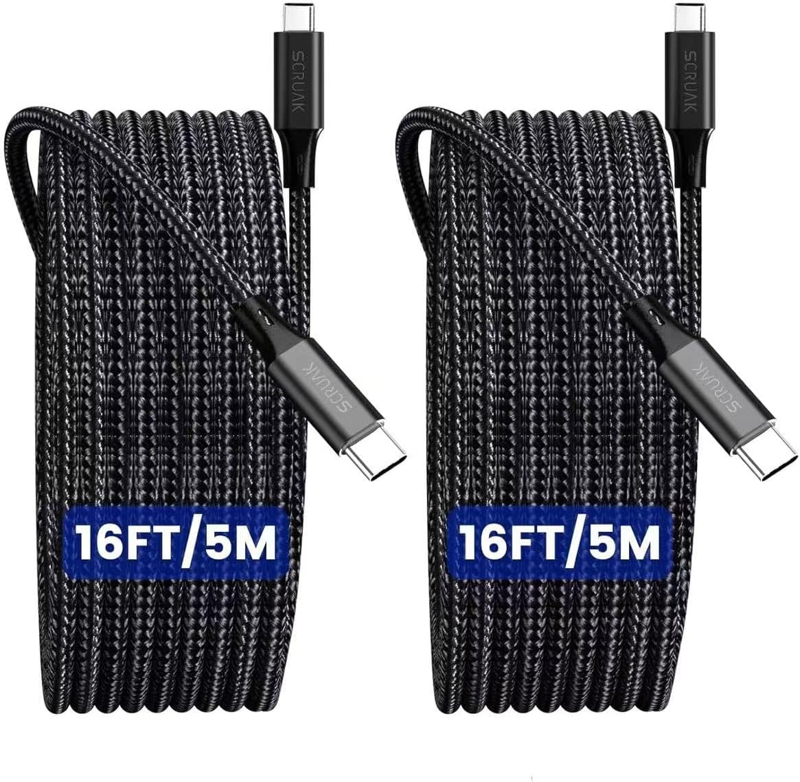 SCRUAK 2-Pack Extra Long iPhone 15 Charger Cable 16Ft, 16 Feet USB C to C Cable Fast Charging Nylon Braided iPhone 15 USB C Charger Cord for iPhone 15/15 Plus…