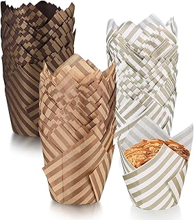 150 Pcs Tulip Cupcake Liners for Baking, Tulip Muffin Liners, Baking Cupcake Wrappers Cups Liners Non-stick Heat Resistant...