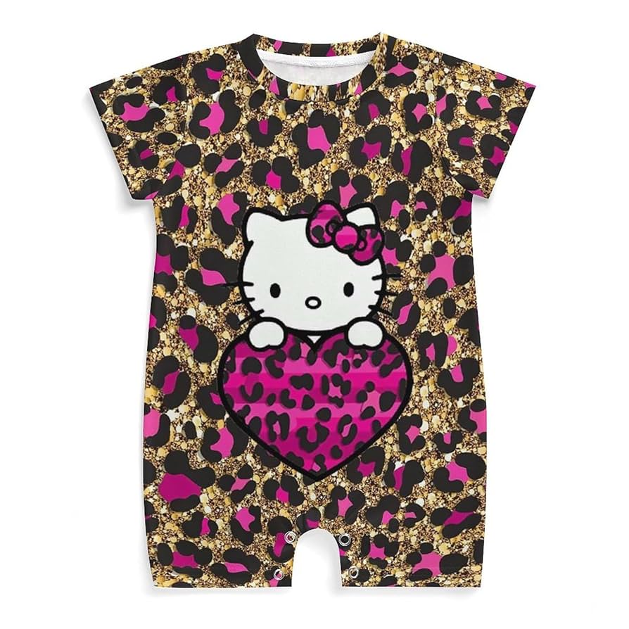 Amazon.co.jp: ロンパース ハローキティ ヒョウ柄 ベビー服 短袖