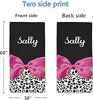 Vista 3 de Toalla de playa personalizada con estampado de leopardo rosa oscuro y negro con nombre para deporte, boda, regalo de cumpleaños, 30 x 60 pulgadas, 2