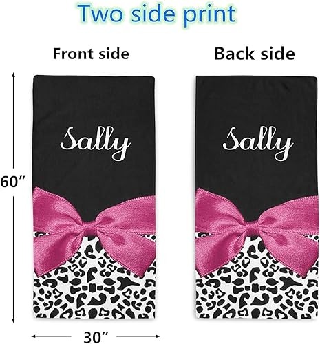 Miniatura 3 de Toalla de playa personalizada con estampado de leopardo rosa oscuro y negro con nombre para deporte, boda, regalo de cumpleaños, 30 x 60 pulgadas, 2