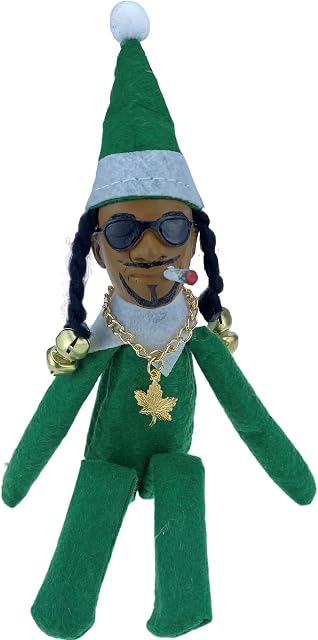 Mivyy Snoop On A Stoop Christmas Elf Doll Black Elf Doll, Handmade Hip Hop Doll Plush, Home Garden Halloween 11.8 Inch (BB404)