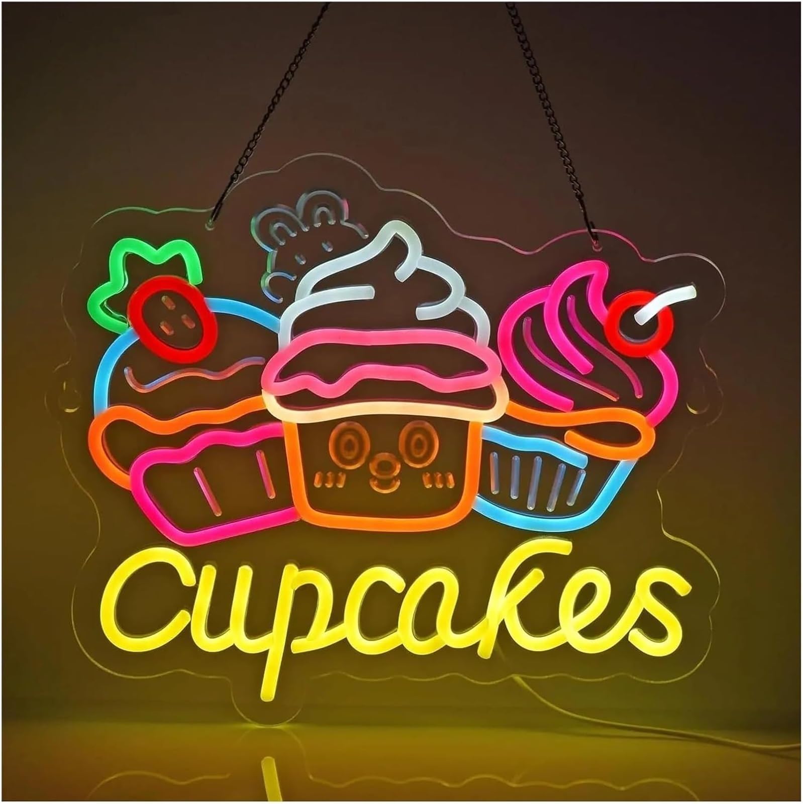 Wexxaii neon Light Sign for neon Lamp Cupcakes for Sign for Dimmable LED for Light 36x32cm