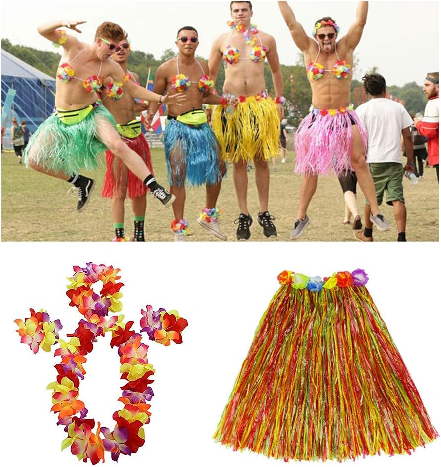 Grass Skirts for Adults Hula Skirt Plus Size Luau Dance Hawaiian Party Costume Elastic Waist Multicolor - Image 4