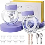 Wearable Breastfeeding Pump Hands Free of Long Battery Life, Portable Electric Wireless Breast Pump with 3 Modes and 9 Levels, LED Display, 16/18/20/22/24mm Flanges & Inserts, 2 Pack (Purple)