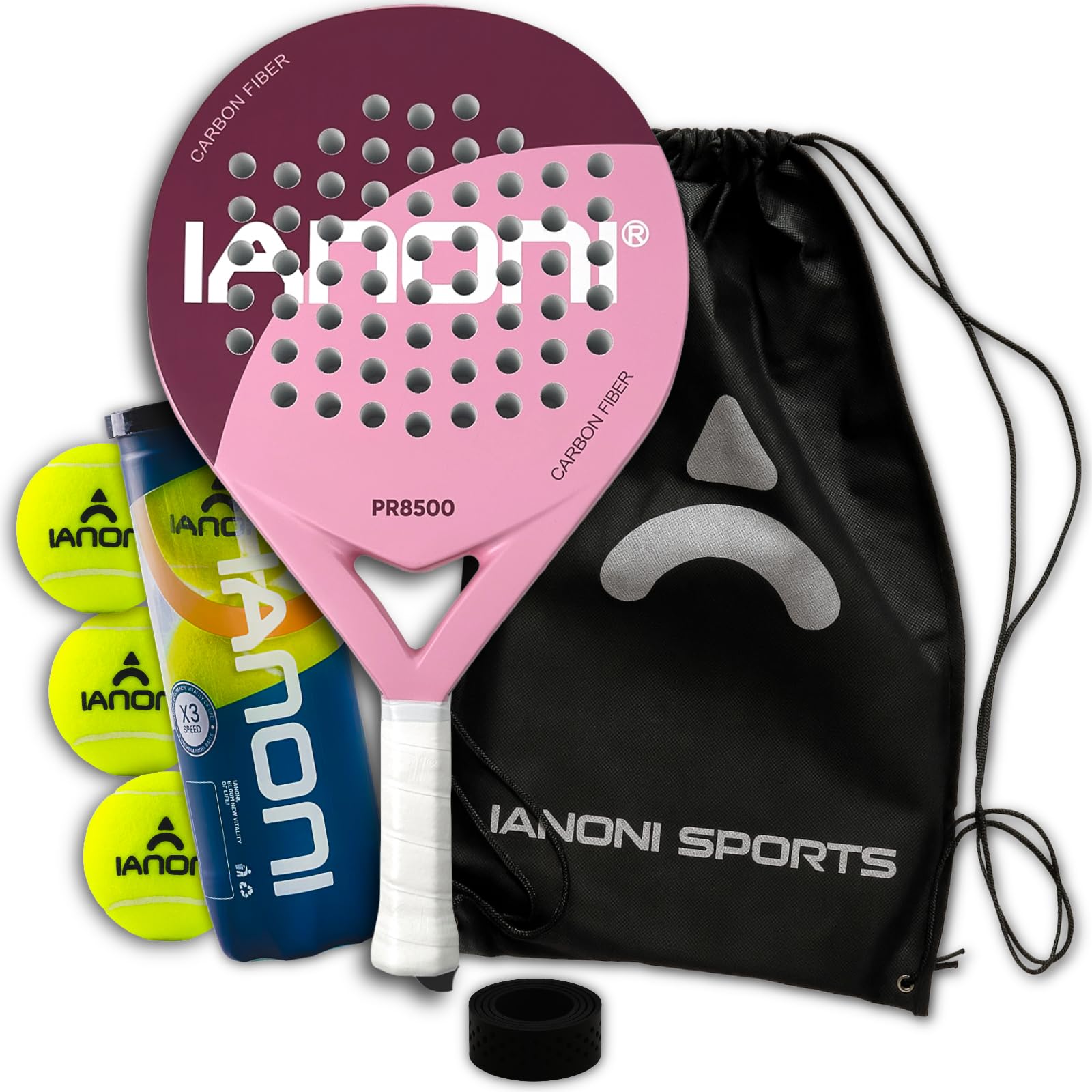 IANONI Paddle Racquets - Durable Carbon Fiber 3D Surface Racket For Power Tennis | Teardrop Shape, Shock Resistant, Ideal For All Players
