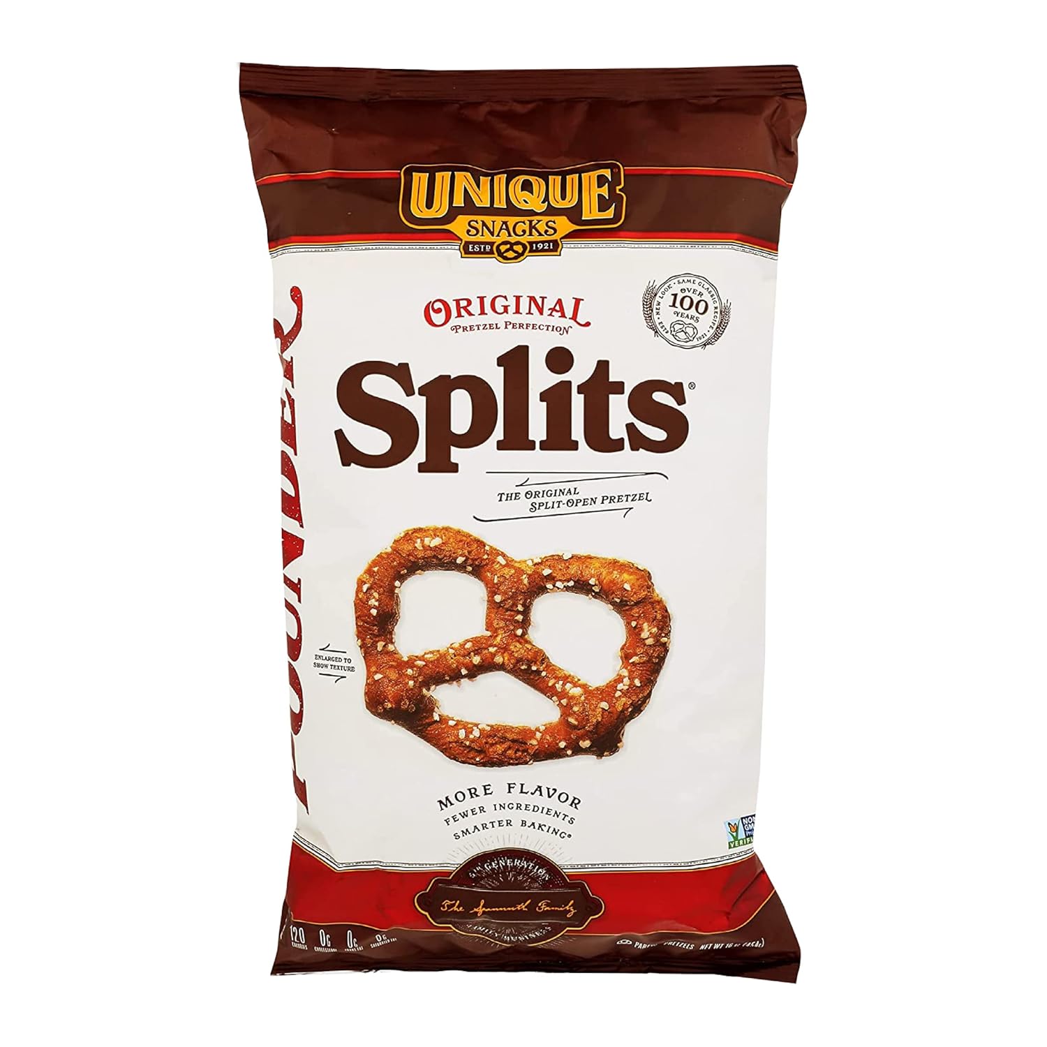 Unique Snacks Original Splits Pretzels - 16 oz Bags (Pack of 12)