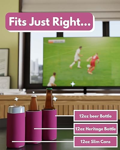 Miniatura 4 de PartyPrints Paquete de 100 fundas para enfriar latas delgadas de color rosa en blanco  Plain Seltzer Enfriadores de sublimación a granel