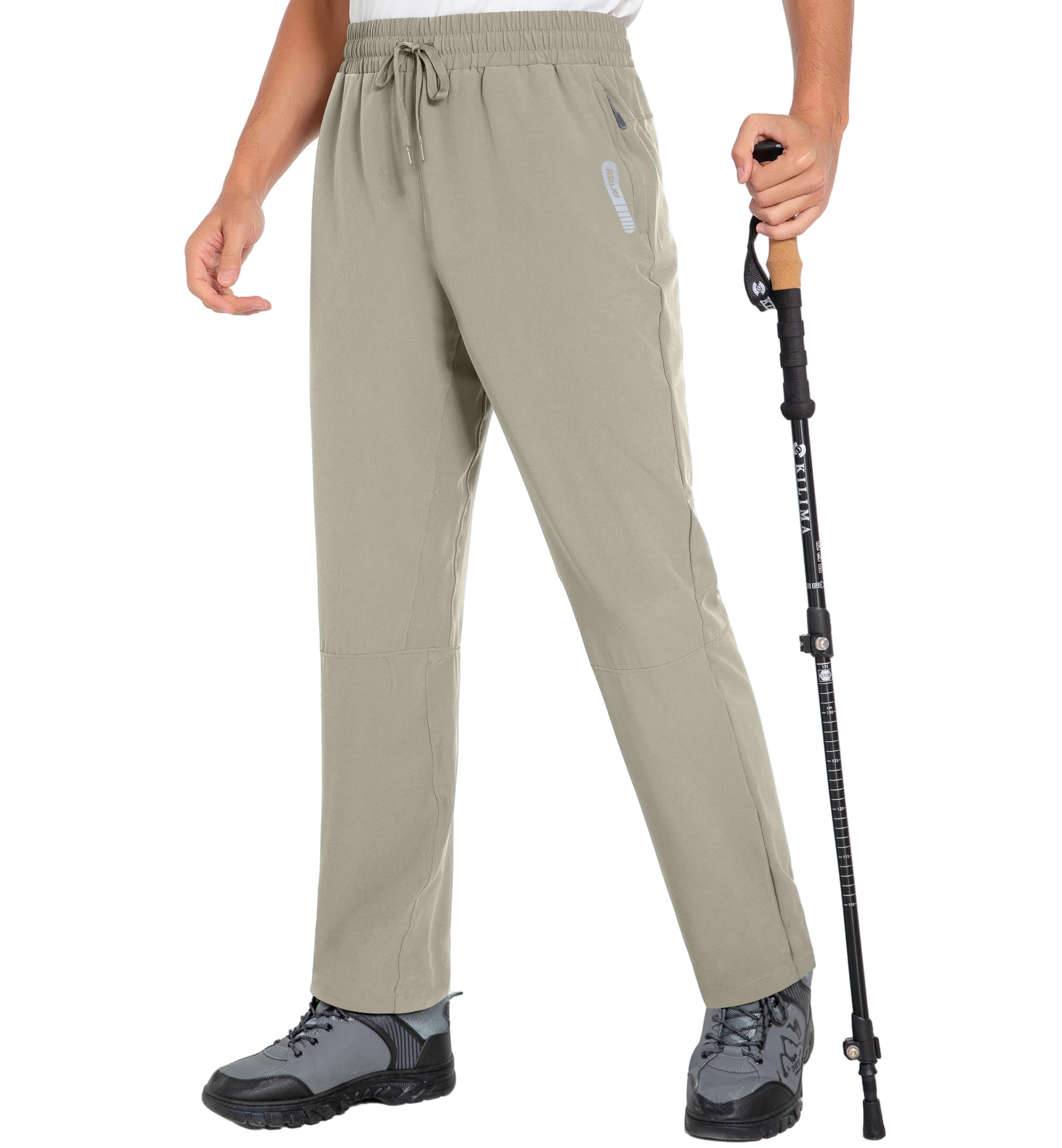 Men's Hiking Trousers Lightweight Waterproof Sweatpants Inseam 30/32 Inch Outdoor Trekking Trousers with Zip Pockets
