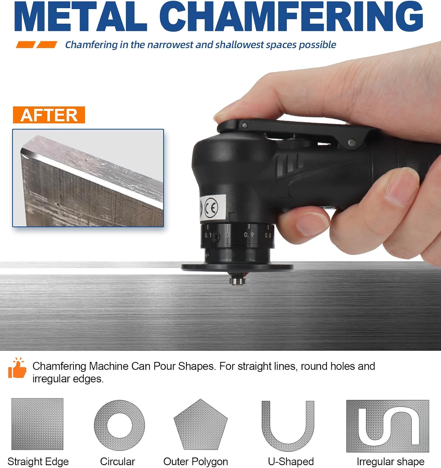 SI FANG Air Chamfer Tool for Metal Deburring Chamfering, Portable Handheld Pneumatic Mini Beveler, C0.1-2 Angle Quick Beveling & Trimming, with Replace Carbide Blades Inserts and Bearings