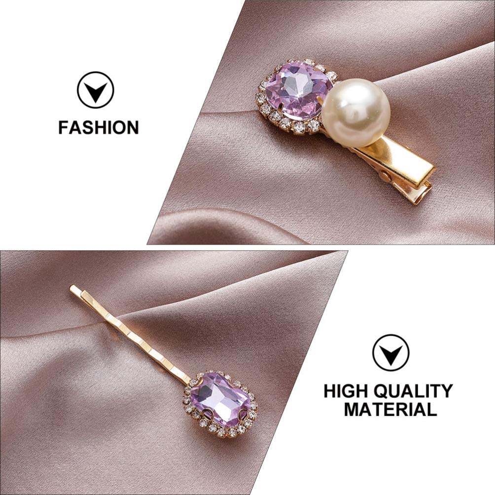 Uonlytech Rhinestone Hair Clips 5Pcs Fashionable Hair Fixing Clips Elegant Accessories for Women Girls Daily Party Styling 2.83 Inch