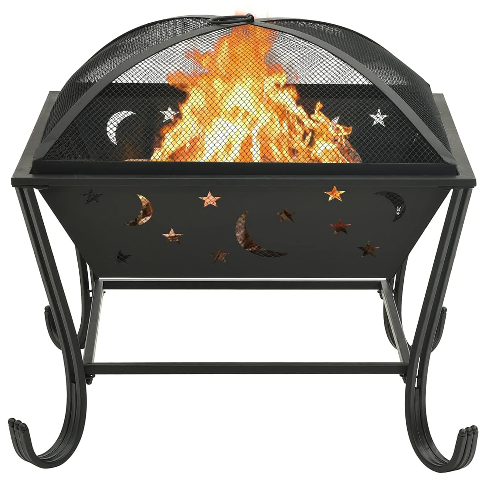 Homgoday Palenisko z pogrzebaczem stal XXL 62 cm palenisko zewnętrzne ognisko ogród ognisko ogień miska ognia czarny do ogrodu taras