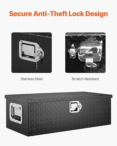 Miniatura 4 de VEVOR Caja de herramientas de aluminio para caja de camión, caja de herramientas de placa de diamante resistente de 30 pulgadas con asas laterales,