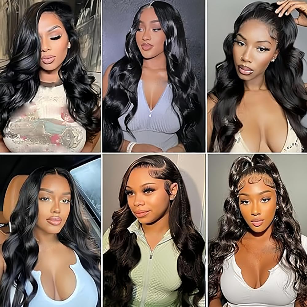 Human Hair Bundles Menschliche Haarverlängerung #1B Natural Black Color Body Wave Echthaar Tressen Human Hair Extension 3 Bundles Totaling 300 Grams 20 22 24 Zoll