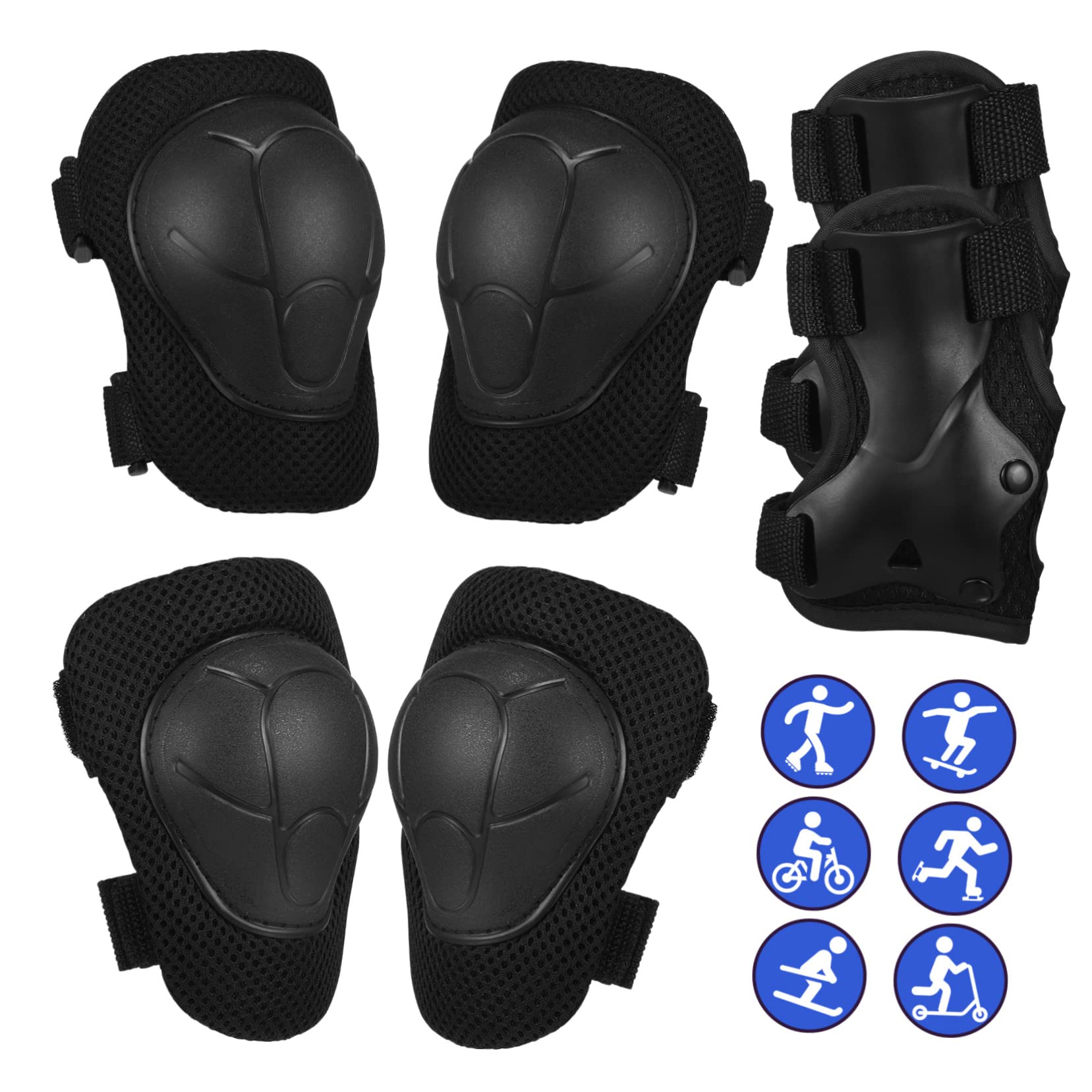 OHPHCALL Kid's Protective Gear Set Skating Kneepads Elbow Wrist Guards for Cycling