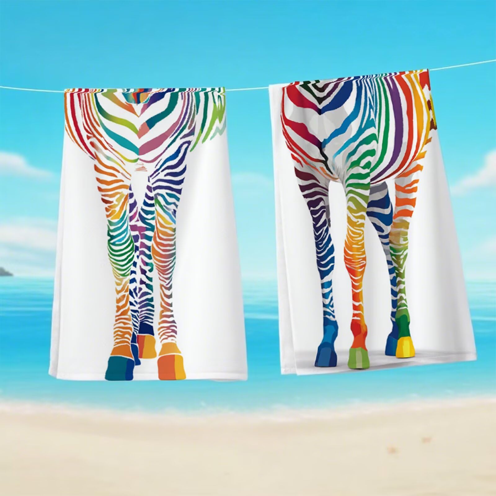 Telo Mare Microfibra 80x180 cm Telo Mare Grande, Asciugamano Palestra Assorbente Asciugatura Rapida, Asciugamano Mare Antisabbi Stuoia Spiaggia per Piscina, Campeggio, Viaggio - Zebra Coloré G1-1002