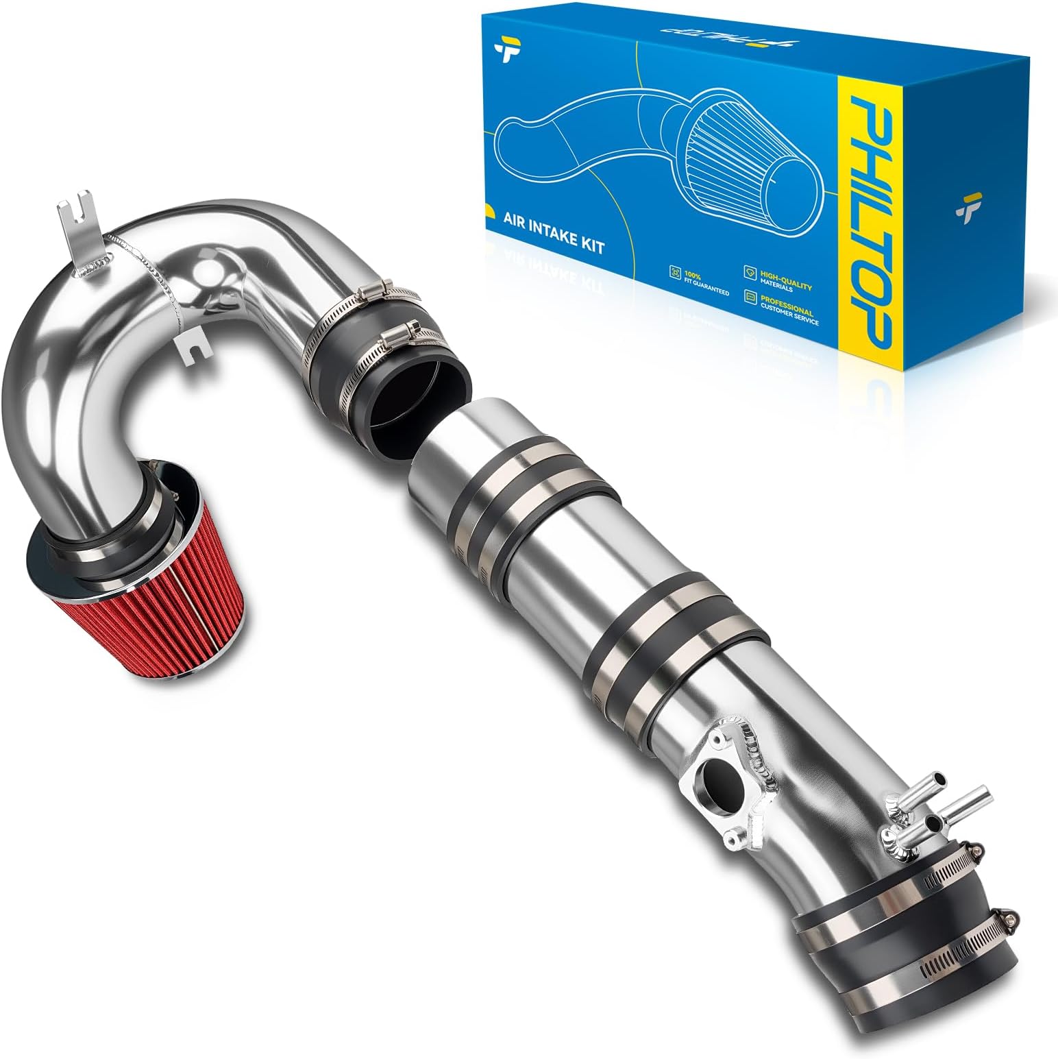 PHILTOP Cold Air Intake Kit for RX-8 2004 2005 2006 2007 2008 2009 2010 2011 (Red)