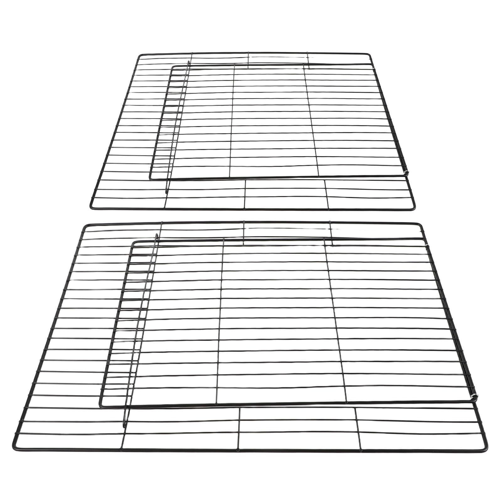 UPKOCH 2 Pezzi Pannello Rete per Recinto Animali con Porta, Ferro Nero