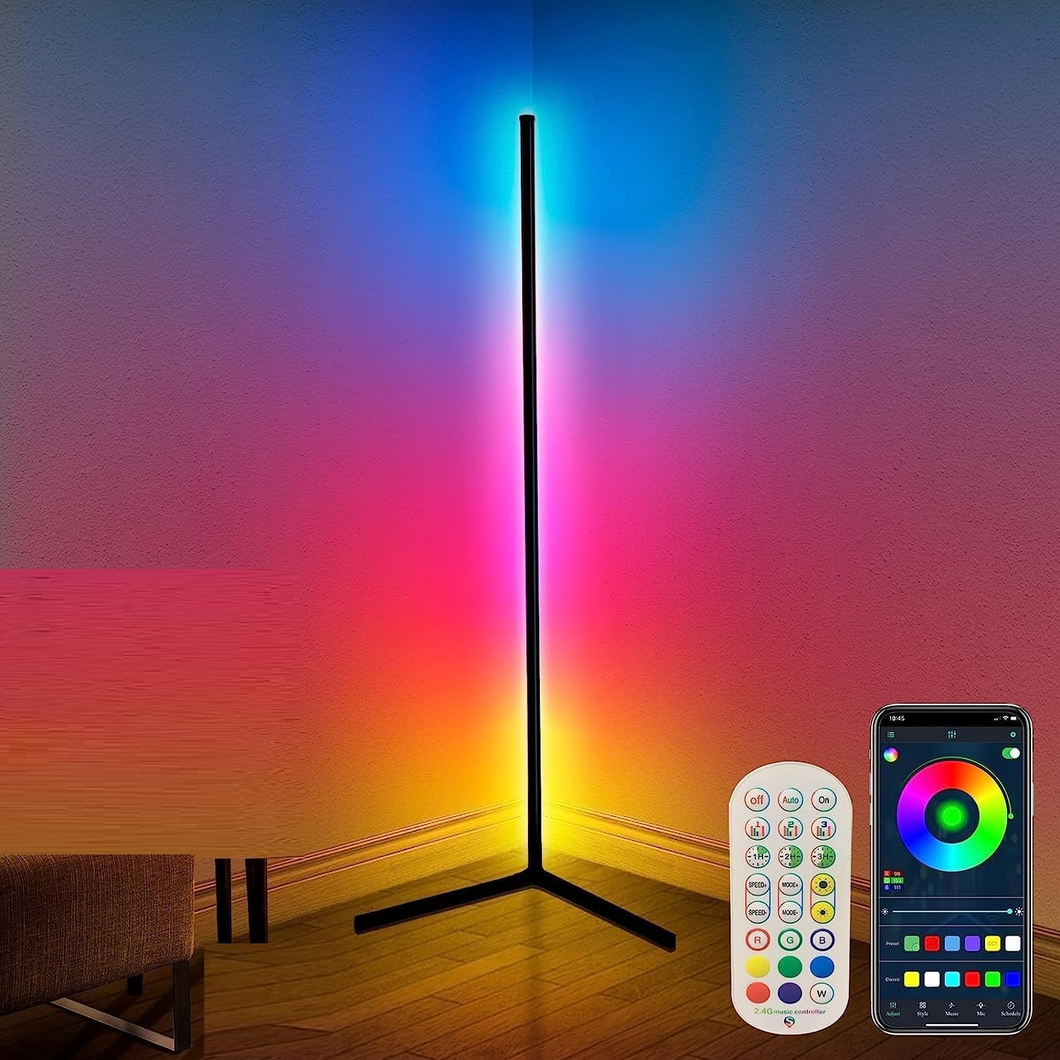 LED Floor Lamp RGB+IC, Smart Corner Lamp, Pack-1 | Modern Design, For Living Room Bedroom-image-26