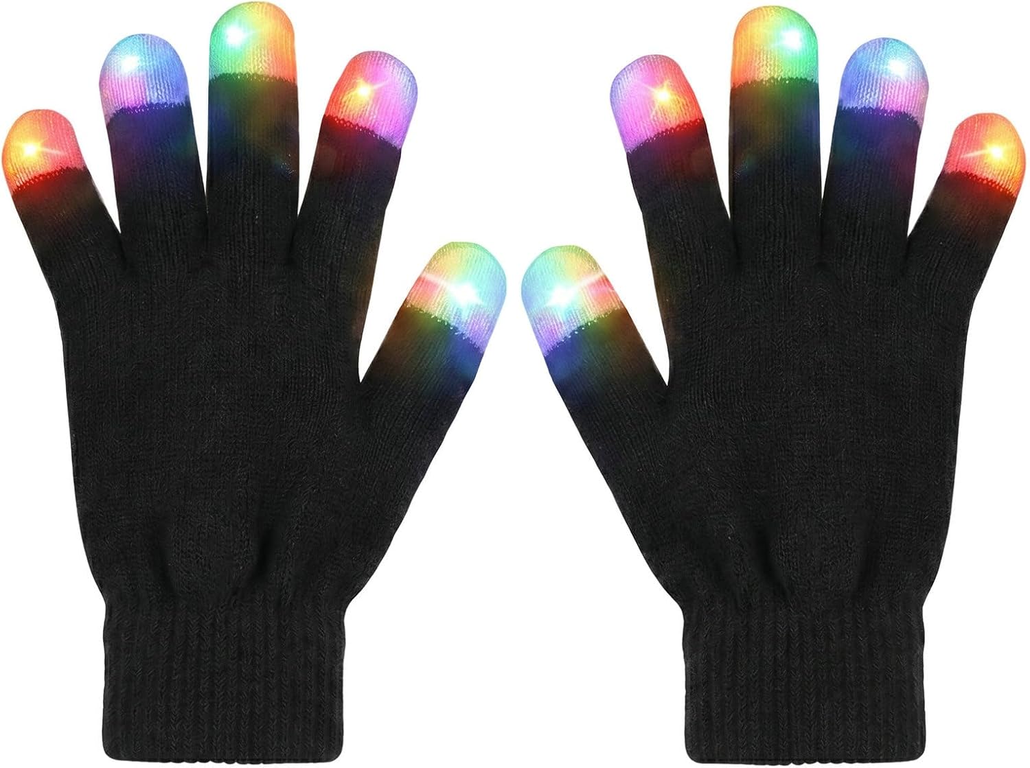 LED Rave Gloves, Lighting Glow Gloves with 6 Flashing Modes, Light Up Gloves for Halloween Christmas Carnival Party, Concert Festival Cosplay Costume Accessories