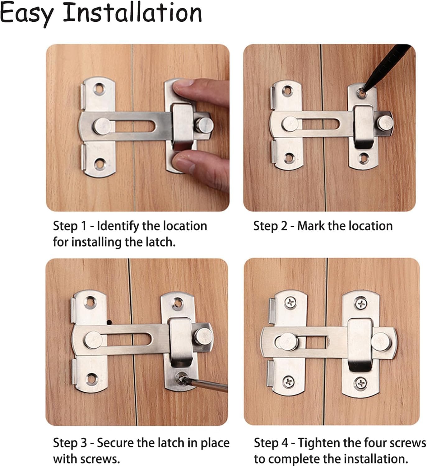 DRAAVYONEY 180 Degree Flip Sliding Barn Door Lock for Privacy - Safe Locks and Latches for Barn, Pet, Bathroom, Outdoor, Garage, Window, Sliding Door (Silver 1) 1