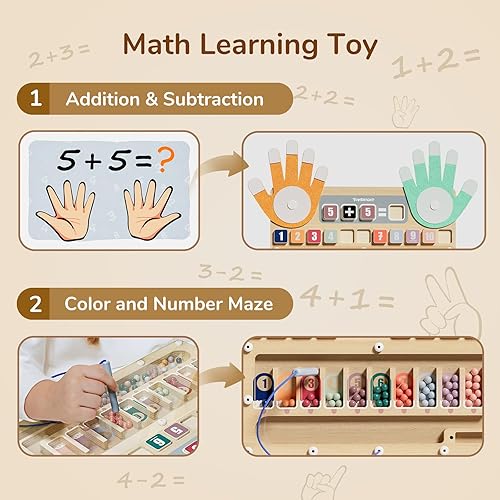 Miniatura 2 de TOP BRIGHT Juguetes de aprendizaje para 2 a 4 años, laberinto magnético de color y números, manipuladores de matemáticas, suministros de escuela en