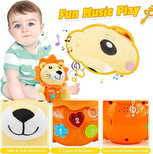 Miniatura 5 de Juguetes para bebés de 6 a 12 meses, juguete musical de león para niños y niñas, recién nacido a 1 año