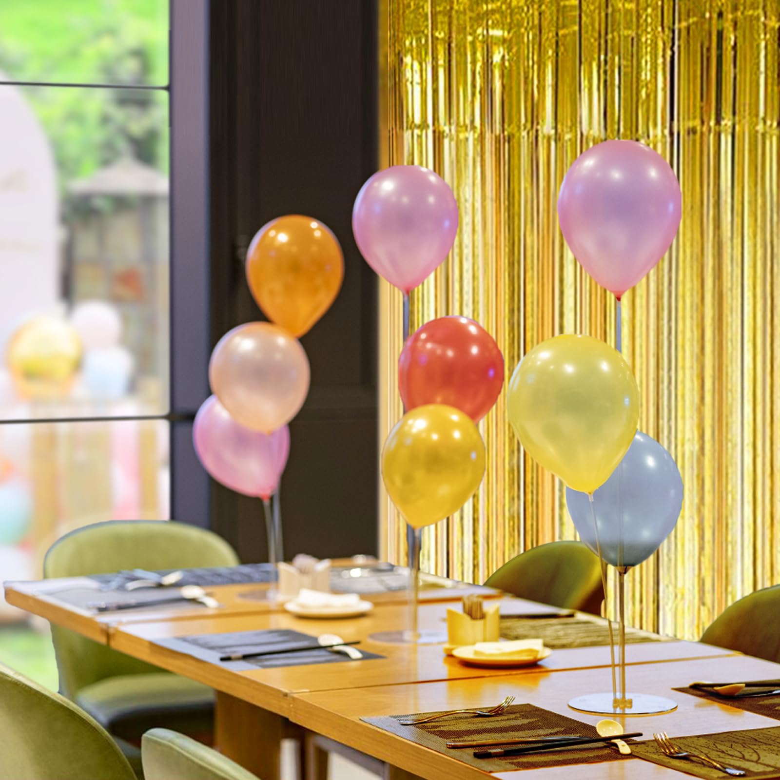 4 Tende Metalliche Blu Scuro Con Frangia - Decorazioni Per Feste E Sfondi Fotografici - Foto 2