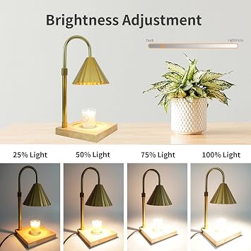 Candle Warmer Lamp with Timer, Electric Candle Lamp Warmer with Adjustable Height, Dimmable Candle Heater Lamp for Home Decor, Gifts for Birthday Christmas, Gold